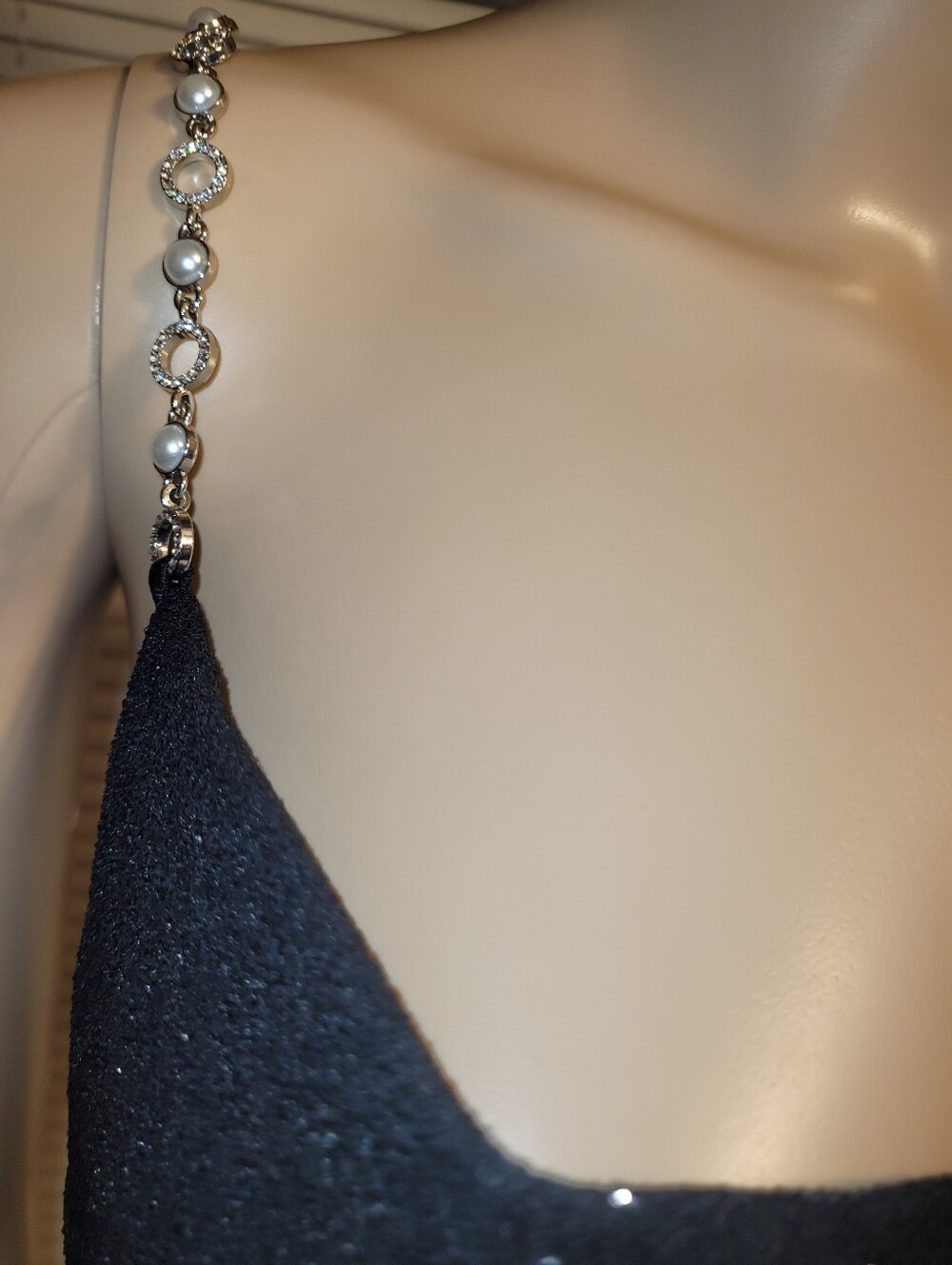 Windsor - Women's Black Sparkle Cowl Neck Crop Top with Embellished Straps - Picture 2 of 5